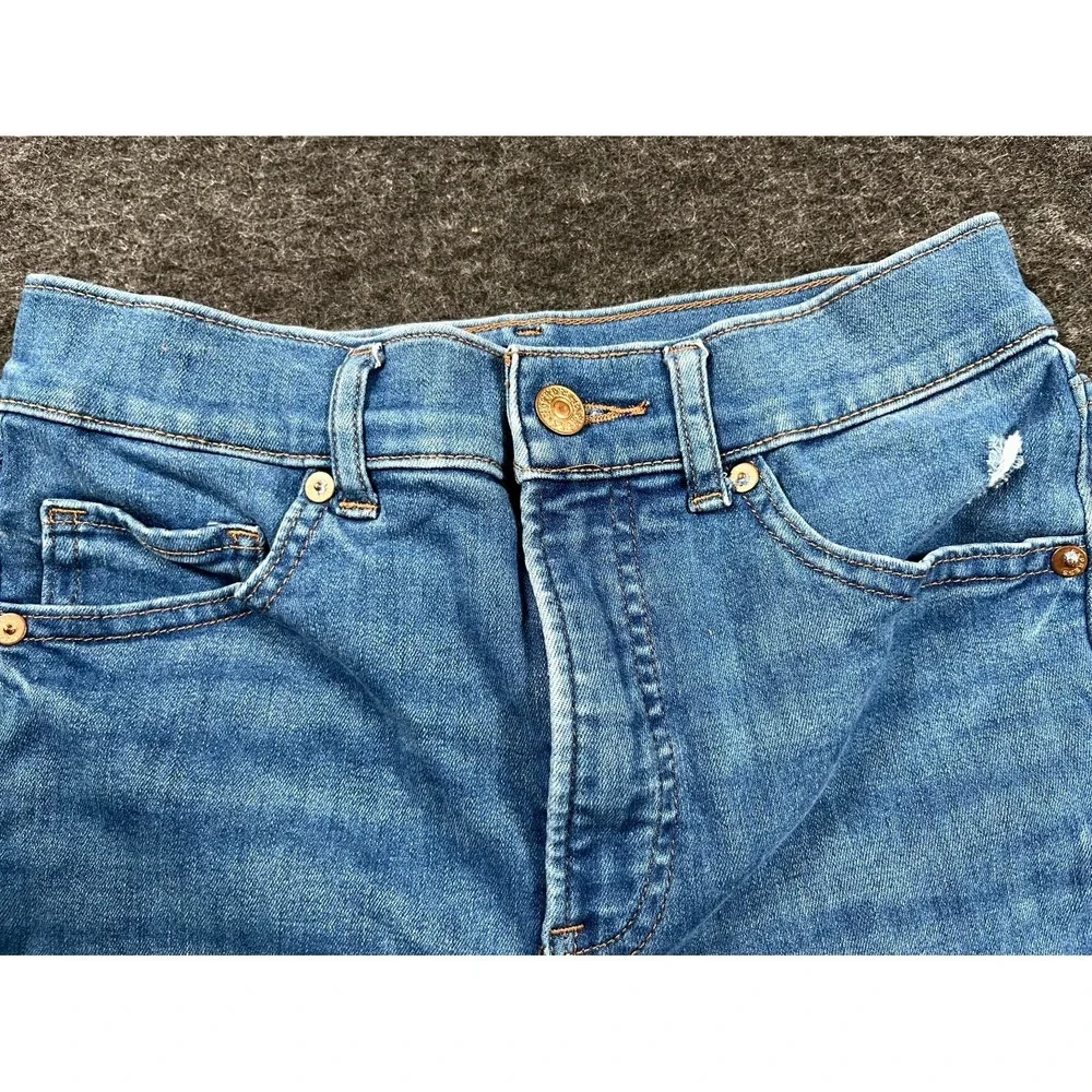 Express Jeans Womens 2R Blue Denim Distressed Medium Wash Skinny Leg High Rise‎